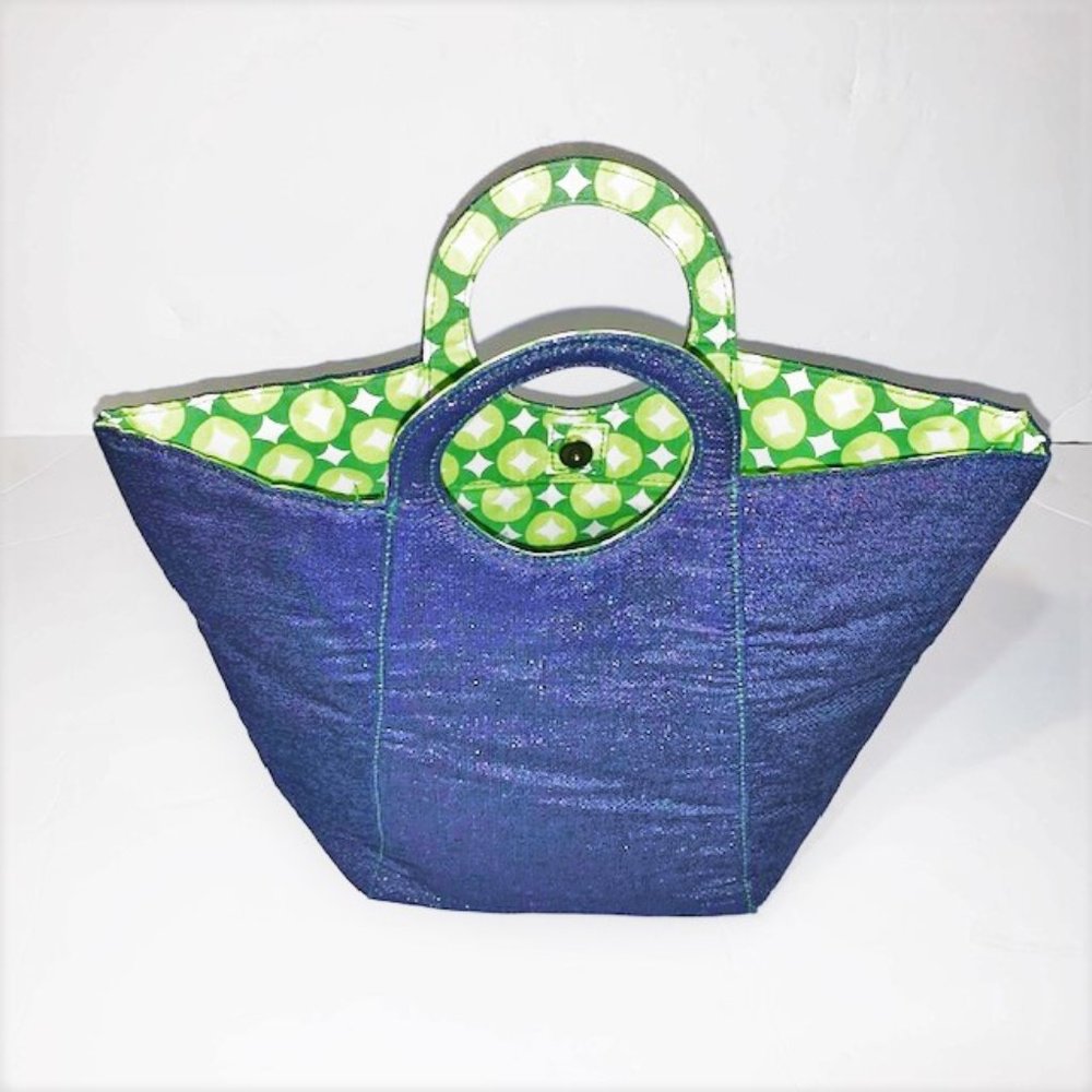 VICTORIA'S SECRET Round Handle Bucket Denim Tote - Picture 1 of 5